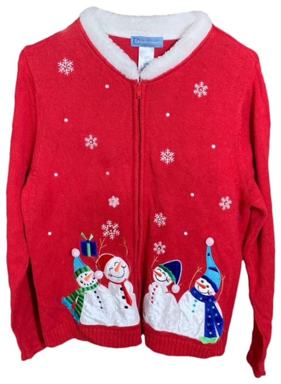Women's Snowman Christmas Ugly Sweater / Jacket Size L